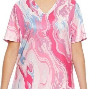 Women Short-Sleeve V-Neck Swirl Jersey